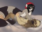  2018 anthro beanie bed breasts caress cowgirl_position duo erection eye_contact female fur hair hat jailbird lying male male/female mammal nipples nude on_back on_bed on_top penetration penis pillow procyonid pussy raccoon rat rodent scar sex simple_background smile vaginal vaginal_penetration 