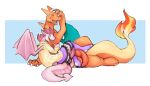  charizard clothing dragon erection eyes_closed fizzle fizzle_(mlp) friendship_is_magic jumper male male/male my_little_pony nintendo open_mouth pok&eacute;mon pok&eacute;mon_(species) redponei size_difference skirt socking video_games wings 