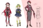  84k anthropomorphism azuki_nagamitsu blue_eyes boots brown_hair cape corset dress genderswap gloves gray_hair green_eyes green_hair hat headband hyuuga_masamune japanese_clothes kenshin_kagemitsu long_hair mouri_toushirou pantyhose ponytail purple_eyes ribbons short_hair sketch skirt touken_ranbu waifu2x watermark 