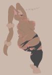  2018 anthro big_butt blush breasts brown_fur butt clothing dialogue digital_media_(artwork) english_text female fur lagomorph leggings legwear looking_at_viewer looking_back mammal mega_evolution mega_lopunny mostly_nude nintendo nipples open_mouth pok&eacute;mon pok&eacute;mon_(species) pussy rear_view red_eyes simple_background smo-ke solo text torn_clothing video_games 