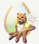  anthro brown_fur canine clothed clothing derbikerks english_text fur kounosuke_(morenatsu) male mammal morenatsu noose open_shirt pants shirt slightly_chubby solo tanuki text 