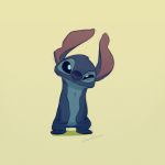  2018 3_toes absurd_res alien blue_eyes blue_fur blue_nose chest_tuft claws colored_sketch digital_drawing_(artwork) digital_media_(artwork) disney experiment_(species) fur grainy head_tuft hi_res lilo_and_stitch looking_at_viewer notched_ear perplexed pointedfox raised_eyebrow signature simple_background solo standing stitch toe_claws toes tuft yellow_background 