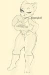  anthro big_breasts breasts cartoon_network cat cleavage clothed clothing english_text feline female fur gloomyacid_(artist) graphic_tee mammal mature_female midriff navel nicole_watterson one_eye_closed open_mouth pants shirt tank_top text the_amazing_world_of_gumball thick_thighs whiskers wink 