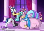  &lt;3 2018 belly big_belly bulge clothing dress eating equine female feral friendship_is_magic hat horn male mammal my_little_pony omny87 princess_cadance_(mlp) shining_armor_(mlp) stuffing top_hat unicorn vore winged_unicorn wings 