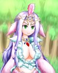  1girl breasts female green_eyes harpy long_hair medium_breasts mon-musu_quest! monster_girl queen_harpy_(mon-musu_quest!) smile solo 