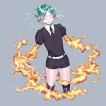  androgynous bad_id bad_pixiv_id closed_eyes colored_eyelashes crying crystal_hair gem_uniform_(houseki_no_kuni) glowing glowing_hair gold golden_arms green_hair grey_background houseki_no_kuni necktie onbi_(fxfe2242) phosphophyllite sad short_hair solo sparkle spoilers tears 