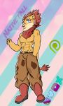  anthro bulge clothed clothing feline hi_res lion looking_at_viewer male mammal muscular muscular_male nativefall signature solo summon_the_lion topless 