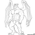  abs anthro biceps bulge claws clothing dragon greeneyedwolfking male muscular nipples radogien_pharos scalie solo underwear wings 