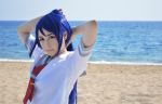  absurdres beach cosplay day highres huge_filesize love_live! love_live!_sunshine!! matsuura_kanan matsuura_kanan_(cosplay) ocean photo ponytail solo yoshinobi 