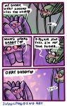  &lt;3 &lt;3_eyes arachnid arthropod blush comic dialogue duo english_text female feral humor jugglingdinosaur male purple_eyes spider sweat text 