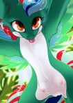  2018 amber_eyes areola ashley-arctic-fox blep equine erect_nipples eyelashes fan_character feathered_wings feathers female feral green_feathers hair leaves looking_at_viewer looking_down low-angle_view mammal multicolored_hair my_little_pony nipples nude outside pegasus pussy solo teats tongue tongue_out wings worm&#039;s-eye_view 