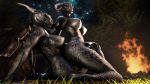  3d_(artwork) argonian big_breasts breasts butt campfire camping clothed clothing digital_media_(artwork) duo elderscrolls feathers female female/female fire horn muetank night nipples nude open_mouth outside scalie skyrim source_filmmaker tent the_elder_scrolls topless video_games 