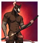  abs anthro balls beard big_penis brown_eyes brown_fur erection facial_hair foreskin fur katana mammal melee_weapon nipples nude pecs penis rat rodent sigma_x solo splinter sword teenage_mutant_ninja_turtles uncut weapon white_fur 