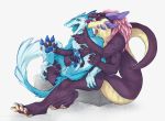  big_tail blusky dragon duo eyewear glasses halley hug kumo lar_dormant male multi_arm multi_limb on_lap sergal sitting 