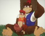  ball_fondling balls chunky_kong diddy_kong donkey_kong_(series) duo fondling humanoid_penis male male/male mammal monkey nintendo penis primate scruffyboy1 size_difference video_games 