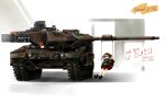  2girls appetizer_(gray) artist_name blonde_hair brown_hair caterpillar_tracks commentary_request dated ground_vehicle highres leopard_2 military military_vehicle motor_vehicle multiple_girls original tank twintails 