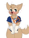  &lt;3 2018 anthro blue_eyes blush bottomless canine clothed clothing covering covering_crotch eyewear fifa goggles male mammal mascot seniorseasalt simple_background solo sweat text thick_thighs tongue tongue_out white_background wolf zabivaka 