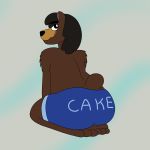 anthro anthrofied bear big_butt boxers_(clothing) butt clothed clothing crocodilianbooty fur half-closed_eyes kneeling lego looking_at_viewer looking_back male mammal ninjago overweight rear_view seductive simple_background sun_bear text topless underwear 