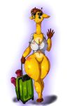  2018 anthro bottomless breasts cleavage clothed clothing crossgender digital_media_(artwork) dildo eyewear female geoffrey_the_giraffe giraffe hair hi_res mammal pussy sex_toy solo suirano suitcase sunglasses thick_thighs toys_r_us wide_hips 