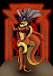  2018 ambiguous_gender anthro astraldog bikini blue_hair breasts canine carmelita_fox clothed clothing dancing dipstick_ears duo ear_piercing female female_focus fox fur hair lipstick makeup mammal navel orange_fur piercing reptile scalie sly_cooper_(series) snake solo_focus swimsuit video_games 