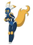  2018 alpha_channel android anthro blue_body blue_eyes breast_grab breasts cat e621 esix featureless_crotch feline female hand_on_breast hi_res looking_at_viewer machine mammal markings mascot maypul_syrup nipples nude robot simple_background smile solo tongue tongue_out transparent_background yellow_sclera 