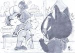  &lt;3 animal_crossing anthro anus bottomless butt clothed clothing english_text female fullfolka greyscale isabelle_(animal_crossing) male mammal monochrome nintendo one_eye_closed presenting presenting_hindquarters pussy text video_games wink 