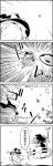  4koma asymmetrical_wings ball bow card comic commentary_request emphasis_lines explosion goal greyscale hair_bow hat hat_bow highres holding houjuu_nue kicking kirisame_marisa long_hair looking_up mini-hakkero monochrome smile soccer soccer_ball star sweatdrop tani_takeshi touhou translation_request ufo wings witch_hat yukkuri_shiteitte_ne 