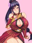  1girl black_hair breasts cleavage huge_breasts lian_shi long_hair megane_man shin_sangoku_musou solo 