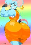  big_butt butt clothing dress girly huge_butt looking_back male mammal muscle_mouse_(character) solo thick_thighs vimhomeless voluptuous wide_hips 
