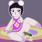  2018 animal_crossing anthro bamboo bear biped biting_lip blush bottomless butt clothed clothing colored digital_drawing_(artwork) digital_media_(artwork) drooling eyelashes female fur gloves_(marking) hair half-closed_eyes improvised_dildo improvised_sex_toy infamousrel mammal markings masturbation nintendo object_insertion pekoe_(animal_crossing) penetration pokeandpenetrate pussy pussy_juice saliva sex_toy shirt short_hair simple_background snout socks_(marking) solo spread_legs spreading sweat toes vaginal vaginal_penetration video_games white_fur 