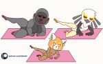  aggressive_retsuko animated ape avian bear bird blush breasts featureless_breasts female gori_(aggressive_retsuko) gorilla inkeink mammal mat nude panda primate pussy retsuko spreading washimi yoga 