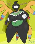  1_eye 2018 angry areola belly big_belly big_breasts breasts cosmicscourge english_text fan_character female freckles front_view huge_breasts huge_hips humanoid looking_at_viewer monoeye navel nintendo not_furry nude overweight overweight_female pok&eacute;mon pok&eacute;mon_(species) pok&eacute;morph psychic pussy short_stack sigilyph simple_background slightly_chubby solo standing temple text thick_thighs video_games voluptuous wide_hips wings 