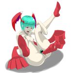  anus aqua_hair aqua_pubic_hair areolae bar_censor blush bob_cut breasts censored colored_eyelashes colored_pubic_hair d: demon_girl demon_wings full_body half-closed_eyes head_wings high_heels kneepits knees_on_chest lilith_aensland masturbation mono_(monotonerhythm) nipples nude object_insertion open_mouth pale_skin pubic_hair red_eyes red_footwear red_wings shoes short_hair small_breasts solo succubus vaginal vaginal_object_insertion vampire_(game) very_short_hair white_skin wings 