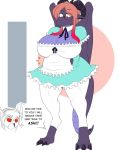  barefoot big_breasts blush breasts clothed clothing cyrus_physhor dialogue dragon duo english_text female hair horn kobayashi_(dragon_maid) maid_uniform miss_kobayashi&#039;s_dragon_maid patreon post_transformation pregnant solo_focus speech_bubble standing text tohru_(dragon_maid) torn_clothing uniform wings 