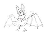  2018 3_toes 4_fingers anthro bat bat_wings blush breasts crouching digital_media_(artwork) female hair half-closed_eyes mammal membranous_wings monochrome nipples nude pussy reccand short_hair simple_background solo toes wings 