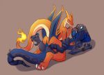  2018 anthro anus charizard cobra digital_media_(artwork) duo erection fan_character female flame_tail male male/female mega_charizard mega_charizard_y mega_evolution nintendo nude penetration penis pok&eacute;mon pok&eacute;mon_(species) reptile scalie sex simple_background snake undeadkitty13 video_games wings 