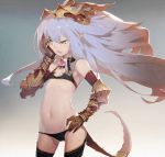  bangs bikini elbow_gloves flat_chest gauntlets gloves gold_trim granblue_fantasy headpiece kieed long_hair medusa_(shingeki_no_bahamut) micro_bikini navel pointy_ears revision shingeki_no_bahamut sweat swimsuit tail thighhighs very_long_hair white_hair yellow_eyes 