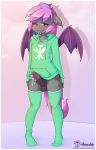 anthro bat_wings blush clothed clothing erection fan_character girly hair hoodie hoodie_(artist) legwear male mammal membranous_wings my_little_pony penis socks solo sweater wings 