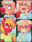  big_macintosh_(mlp) blush butterscotch_(hoodie) clothed clothing cum cum_in_mouth cum_inside cum_on_clothing equine erection friendship_is_magic girly hair hoodie hoodie_(artist) male male/male mammal my_little_pony oral oral_penetration orgasm penetration penis sweater 