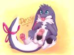  &lt;3 2016 animal_genitalia animal_penis baddhole balls blue_eyes blush bow cute dessy digital_drawing_(artwork) digital_media_(artwork) dragon equine_penis forked_tongue fur furred_dragon girly gradient_background hair hooves male pawpads paws penis pink_tongue purple_fur simple_background solo tongue tongue_out tuft unknown_species white_fur yellow_background 