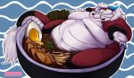  anthro dragon fatfur food fur male nakoo noodles obese overweight red_fur solo 