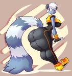  2018 absurd_res anthro big_butt butt clothed clothing female fingerless_gloves fluffy fluffy_tail footwear fully_clothed gloves hi_res jaeh lemur mammal primate smile solo sonic_(series) tangle_the_lemur thick_thighs wide_hips 