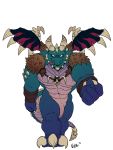  2018 3_toes 5_toes beckoning blue_scales brown_fur bubba_(spyro) captain_nikko claws dragon flaccid fur horn jewelry looking_at_viewer male muscular muscular_male necklace penis scales simple_background smile solo spyro_reignited_trilogy spyro_the_dragon toes tongue tongue_out uncut video_games white_background wings 