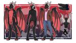  anthro balls barefoot biped chatacter_sheet dragon horn iabelle kevin_padfoot male model_sheet multi_penis penis red_eyes scalie solo standing western_dragon wings 