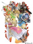  4boys blonde_hair bow_(weapon) dark_skin earrings ganondorf gerudo green_eyes hat highres j@ck jewelry link long_hair looking_at_viewer multiple_boys multiple_girls pointy_ears ponytail princess_zelda red_hair reverse_trap sheik short_hair smile super_smash_bros. super_smash_bros._ultimate surcoat the_legend_of_zelda the_legend_of_zelda:_a_link_between_worlds the_legend_of_zelda:_breath_of_the_wild the_legend_of_zelda:_ocarina_of_time the_legend_of_zelda:_twilight_princess tiara toon_link triforce turban very_long_hair weapon younger 