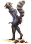  ambiguous_gender anthro butt clothing desperation feces lostgoose mammal nude panties peeing pooping procyonid raccoon scat simple_background solo underwear urine watersports 
