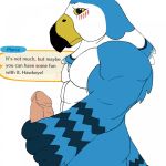  2018 4_fingers abs animal_crossing anthro anthrofied avian beak biped bird black_beak blue_feathers blue_stripes blue_tail blue_wings blush character_name countershade_face countershade_torso countershading dialogue digital_drawing_(artwork) digital_media_(artwork) dipstick_beak draftstallion2005 english_text erection falcon feather_hands feather_tuft feathered_wings feathers frown half-length_portrait holding_penis humanoid_penis male merlin_(bird) multicolored_feathers muscular muscular_male neck_tuft nintendo no_sclera pecs penis pierce_(animal_crossing) pink_penis portrait presenting presenting_penis shy side_view simple_background solo speech_bubble standing striped_feathers striped_tail striped_wings stripes text triceps tuft two_tone_beak two_tone_feathers video_games white_background white_countershading white_feathers winged_arms wings yellow_beak yellow_eyes 