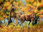  2012 anisis day detailed_background duo equine feral grass hooves horse mammal outside sky traditional_media_(artwork) 