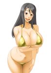  1girl bikini black_hair breasts huge_breasts kawanuma_uotsuri long_hair mole mole_under_mouth solo 