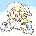  alolan_form alolan_sandshrew alolan_vulpix cafe_(chuu_no_ouchi) chibi commentary_request dress gen_1_pokemon hat lillie_(pokemon) lowres open_mouth pokemon pokemon_(anime) pokemon_(creature) pokemon_sm_(anime) sleeveless sleeveless_dress sun_hat white_dress white_hat 